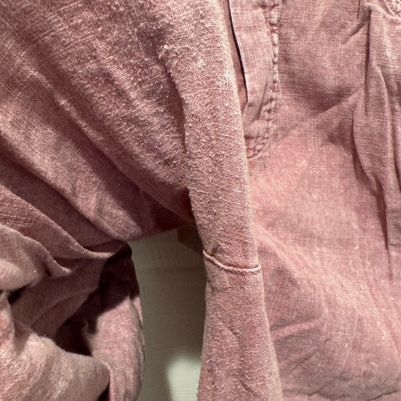 Free People Rose Mauve Distressed Casual Linen Pants Size M - Picture 13 of 14